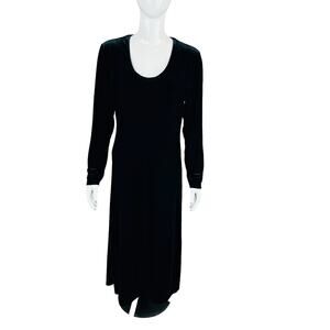 Amanda Smith Womans Sz‎ 8 Velvet Maxie Dress Stretch Black Long Sleeve Modest